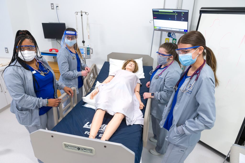 Students in a maternity simulation