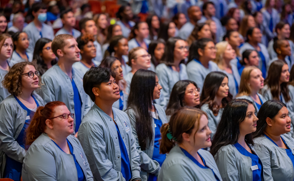 UNC Greensboro nursing students at a Coating Ceremony