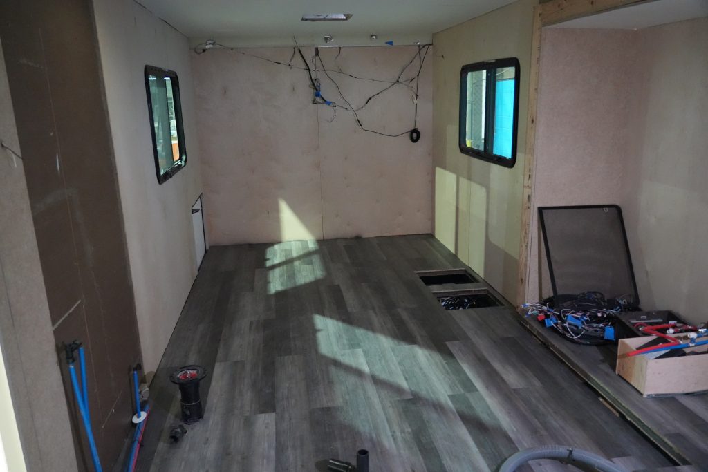 The interior of the motorhome that will become the UNC Greensboro School of Nursing's mobile health unit.